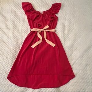 Girls' Red Ruffle Dress with Bow Size Small